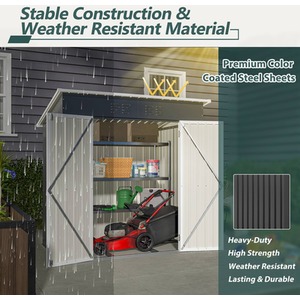 Metal Garden Shed With Free Foundation - Anthracite & White / 4ft x 6ft by BIRCHTREE