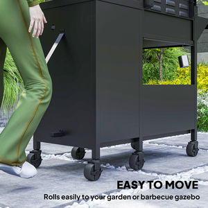 31 Burner Gas BBQ Grill with Cabinet and Shelves - Black by Outsunny