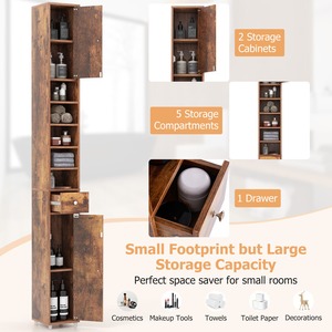 Freestanding Bathroom Cabinet - Brown by Costway