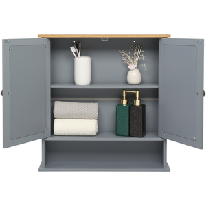 Wall Mounted Mirrored Bathroom Cabinet - Grey by B Living