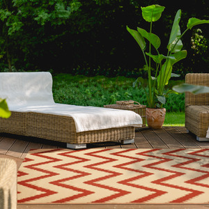 Patterned Outdoor Reversible Garden Rug - Mango Orange & Whisper White by Relsy
