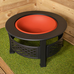 Steel Garden Patio Firepit Heater BBQ with Cover - Black by Samuel Alexander