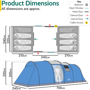 Hexton 6 Man XL Tunnel Tent - Blue by Trail