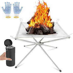 Portable Fire Pit for Outdoor Camping - Silver by Shatchi