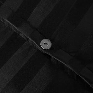 Satin Stripe Duvet Set - Black / Super King by OHS