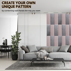 Velvet Wall Panels 4 Pack with Adhesive - Anti-Collision Wall Mounted Headboards - Pink by NOVECRAFTO