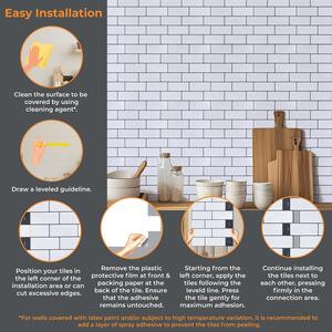 Metro Glossy 3D Stick on Tile Sticker - White by Walplus