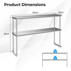 122CM Kitchen Overshelf for Tabletop - Silver by Costway