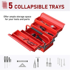 DURHAND 3 Tier Metal Tool box - Red / 34.5cm by DURHAND