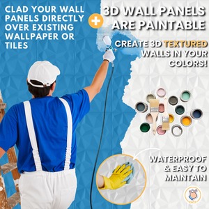 3D Wall Panels (50x50 cm) PVC Cladding Panel of Diamond Design by NOVECRAFTO