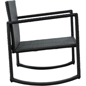 Outsunny 3 Piece Rattan Rocking Set - Black and MIxed Brown by Outsunny