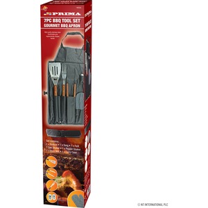7pc BBQ Apron Tool Set - Black by Prima