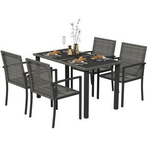 Outsunny 5 Pieces Rattan Garden Furniture Set - Grey by Outsunny