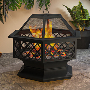 Hexagonal Fire Pit with Spark Guard