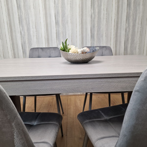 Grey Dining Table With 6 Tufted Velvet Chairs - 6 Person Dining Set - Grey by KOSY KOALA