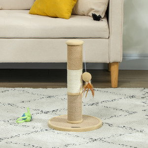 PawHut Cat Scratching Post for Indoor Cats with Hanging Toy Ball - Brown by PawHut