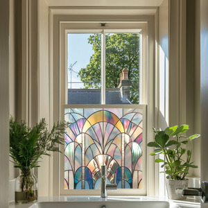 Naples Art Deco Stained Glass Privacy Window Film by Creative Printing Solutions