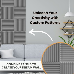 3D Wall Panels (50x50 cm) PVC Cladding Panel in 3D Fluted Line Design by NOVECRAFTO