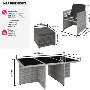 New York Rattan Garden Furniture Set with Protective Cover - LIght Grey by tectake
