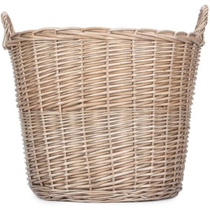 Chestnut Finish Wicker Round Lined Log Basket - Brown / Small by Red Hamper