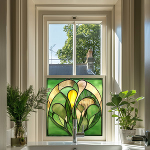 Cuvio Art Deco Stained Glass Privacy Window Film by Creative Printing Solutions