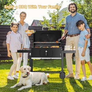 BBQ Grill Large Outdoor Charcoal Cooker - Black