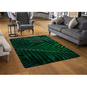 Green Leaves, Abstract Flora Texture Designer Rug - Green / 230cm by NA