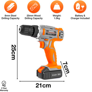 18V Cordless Drill and 89pc Screwdriver Set - Grey by Terratek