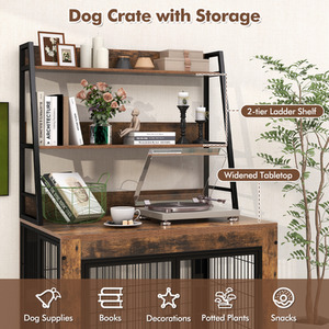 Dog Crate Dog Kennel - Brown by Costway