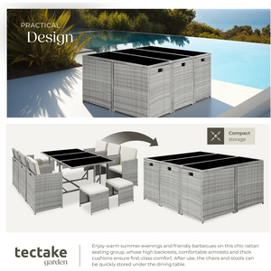 Malaga 641 Rattan Garden Furniture Set with Protective Cover by tectake