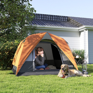 Outsunny 3-4 Person Camping Tent, 3-4 Man Tent - Orange by Outsunny
