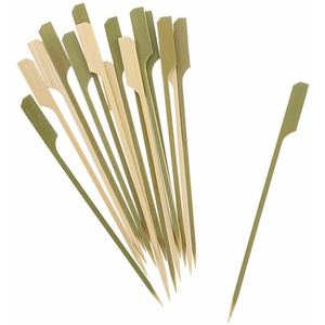 100 Bamboo Paddle Skewers Kebab Sticks - Brown / 25cm by Kraftz