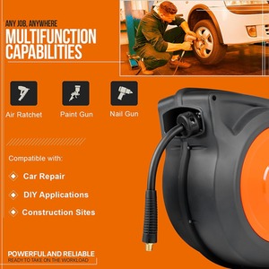 Retractable Spring Driven Air Hose Reel - Black by SuperHandy