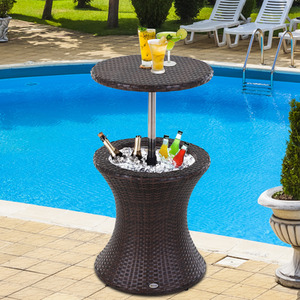Outsunny Rattan Ice Bucket Activity Bar Cooler - Brown by Outsunny