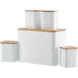 5 Piece Kitchen Set with Bamboo Lids - White by Cooks Professional