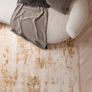 Natural Beige Distressed Abstract Living Area Rug by The Rug House