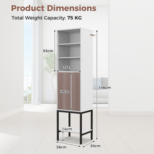 Tall Storage Cabinet with Adjustable Shelf - White by Costway