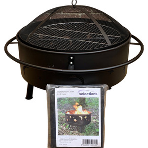 Star and Moon Fire Bowl with Grill, Safety Guard and Poker by Selections