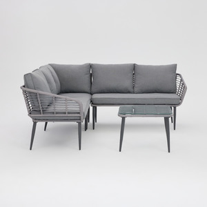 Karnak Rattan Wicker Garden Corner Sofa Set - Grey by GRS