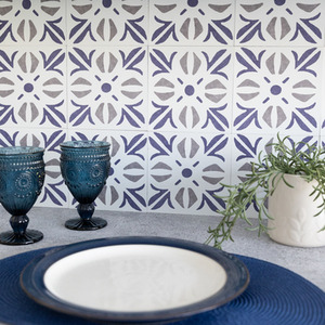 Cubia Blue Self-Adhesive Wall Tiles (6 Tiles) - Blue by d-c-fix