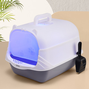 Enclosed Cat Litter Box with Disinfection Light by Livingandhome