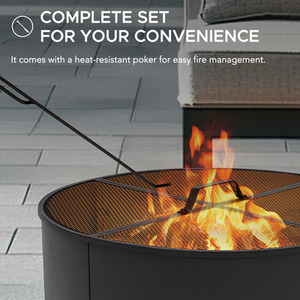 Outdoor Steel Fire Pit with Fire Poker - Black by Sunjoy