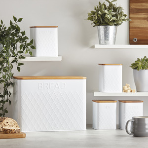 5 Piece Kitchen Set with Bamboo Lids - White by Cooks Professional