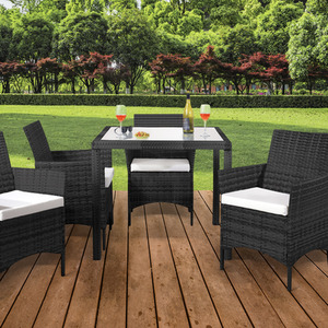 5PC Square Rattan Dining Garden Set - Black by Comfy Living