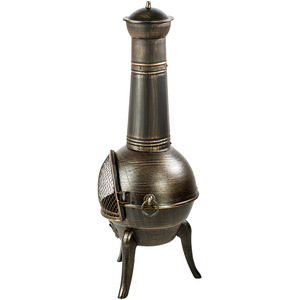 Cast Iron Fire Pit with Chimney - Grey by tectake