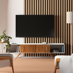 Wooden Slatted 3D Acoustic Wall Panelling by Home Treats
