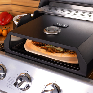 BBQ Pizza Box With Thermometer - Black by Charles Bentley