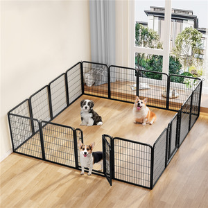 Yaheetech 12 Panels Dog Playpen with Door - Black / 80cm by Yaheetech