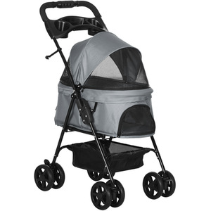 PawHut Dog Stroller Pet Travel Pushchair Foldable - Grey by PawHut