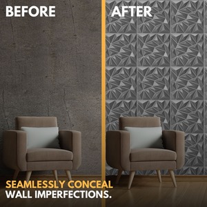 3D Wall Panels (50x50 cm) PVC Cladding Panel in 3D Diamond Design by NOVECRAFTO